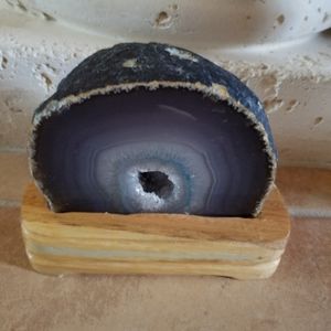 Blue agate geode crystal